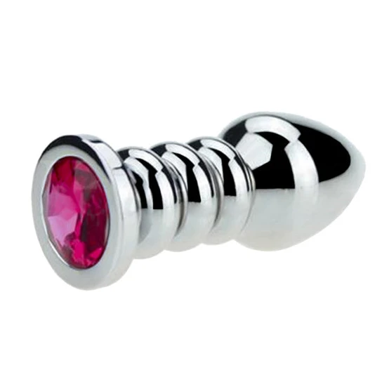 Ribbed Steel Jeweled Plug Elegant 9811