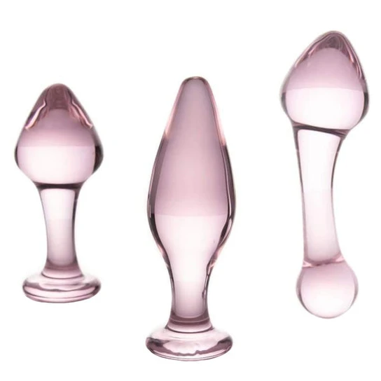 Rose Pink Anal Crystal Glass Kit (3 Piece) TravelFriendly 8363