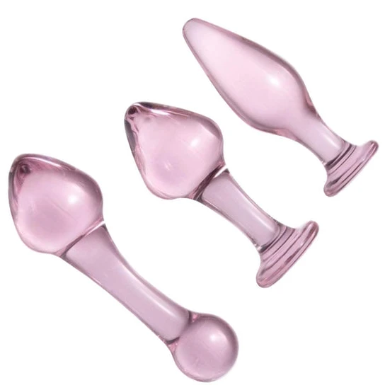 Rose Pink Anal Crystal Glass Kit (3 Piece) TravelFriendly 8363