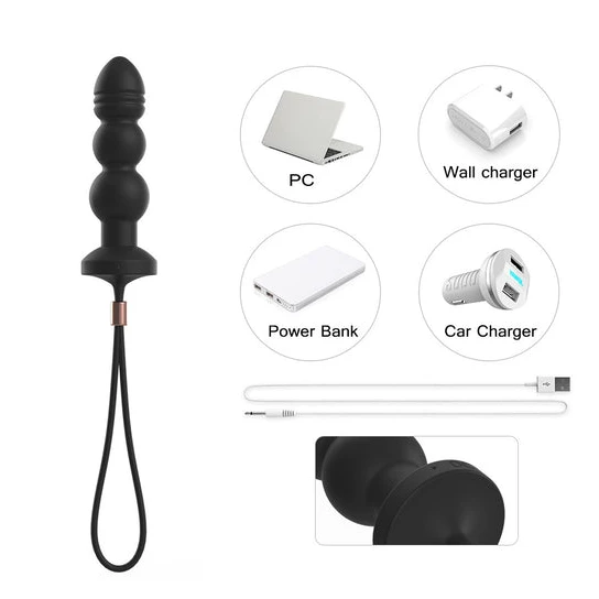 Sensual 911 Silicone Vibrating Anal Beaded Plug