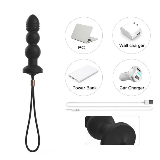 Silicone Vibrating Anal Beaded Plug CustomerFavorite 1013