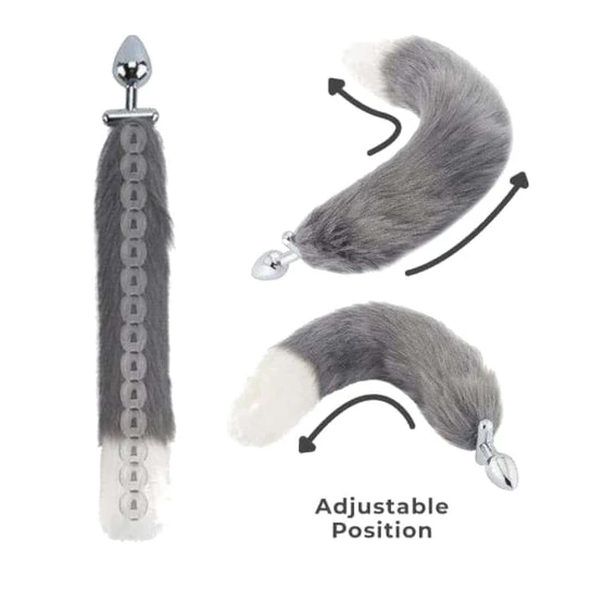 Trusted 5724 Grey with White Fox Shapeable Metal Tail, 18