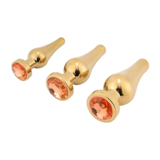 Trusted 6764 Tapered Gold Anal Jewel Starter Kit (3 Piece)