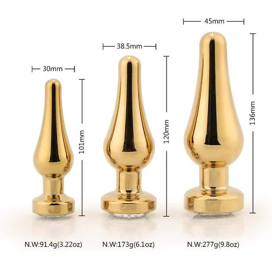 Trusted 6764 Tapered Gold Anal Jewel Starter Kit (3 Piece)