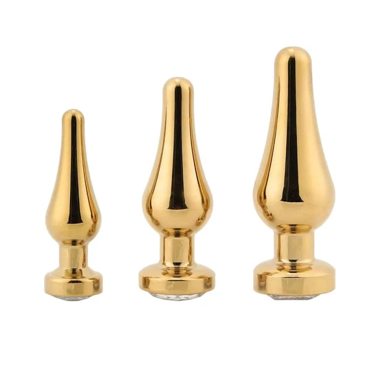Trusted 6764 Tapered Gold Anal Jewel Starter Kit (3 Piece)