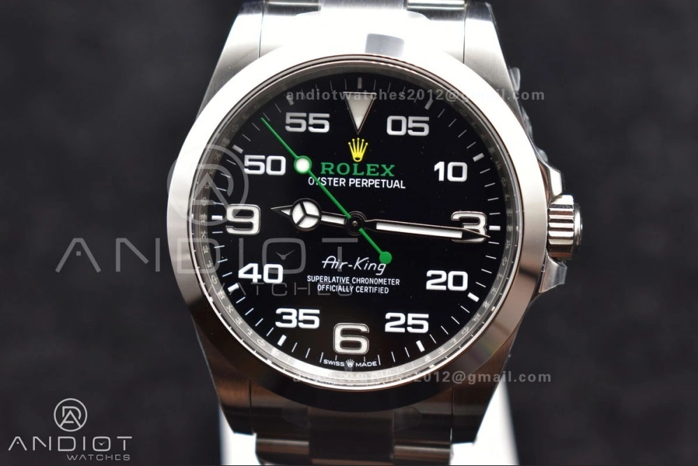 Air-King 126900 Clean 1:1 Best Edition 904L Steel Black Dial on SS Bracelet VR3230