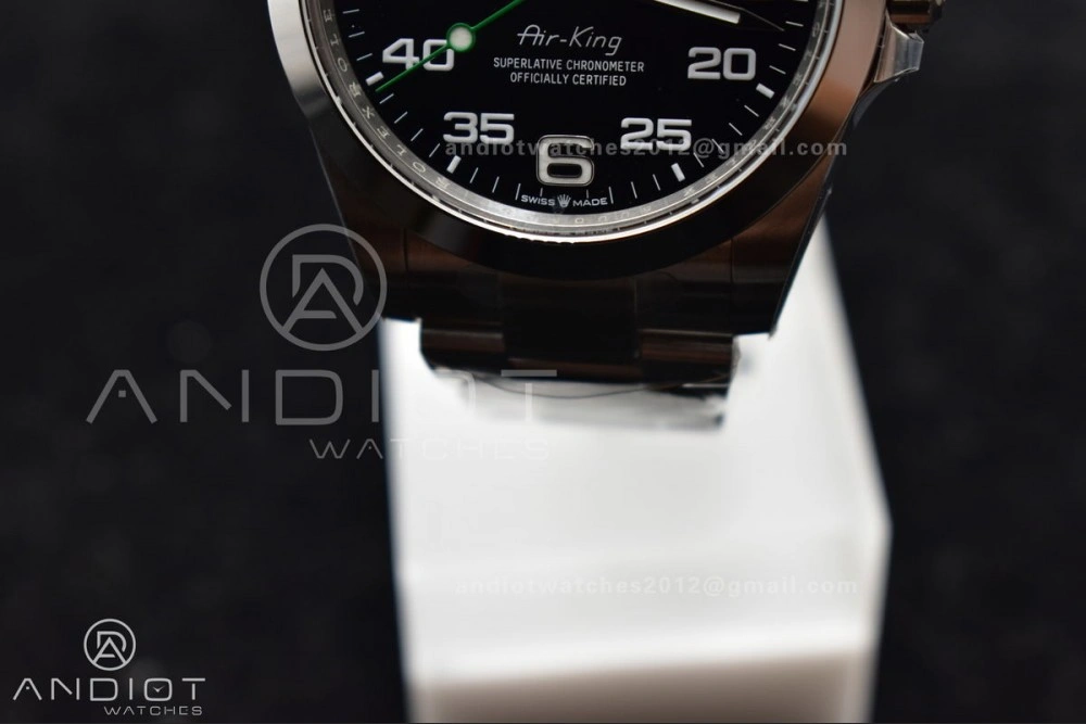 Air-King 126900 Clean 1:1 Best Edition 904L Steel Black Dial on SS Bracelet VR3230