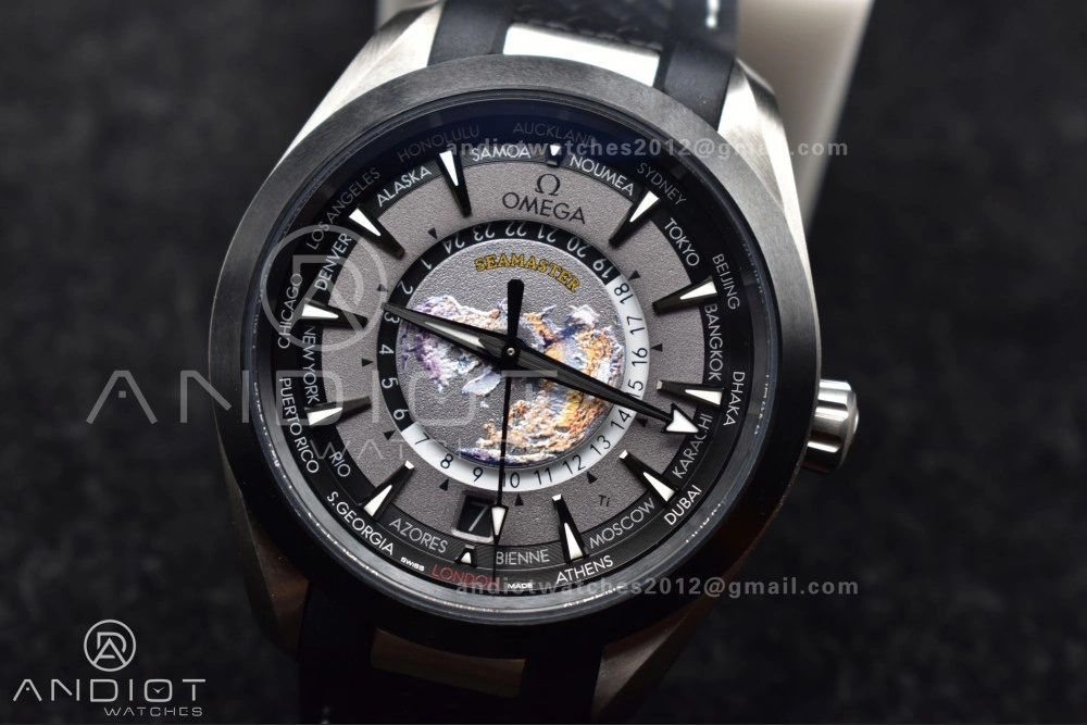 Aqua Terra GMT Worldtimer 43mm Titanium VSF 1:1 Best Edition on SS Bracelet A8938 Super Clone