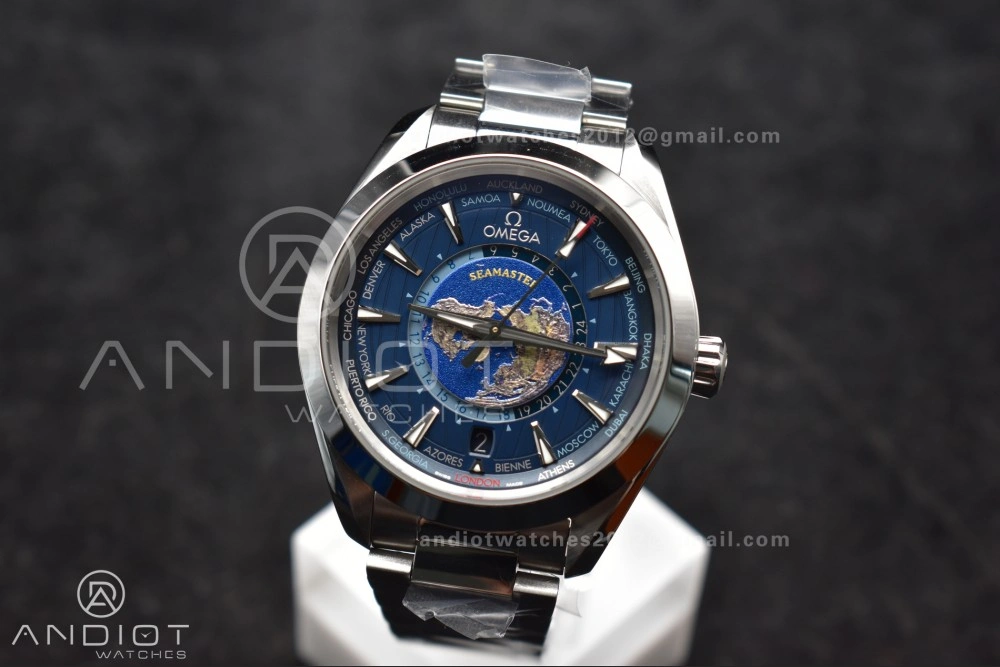 Aqua Terra Worldtimer VSF 1:1 Best Edition Blue Dial on SS Bracelet A8938 Super Clone