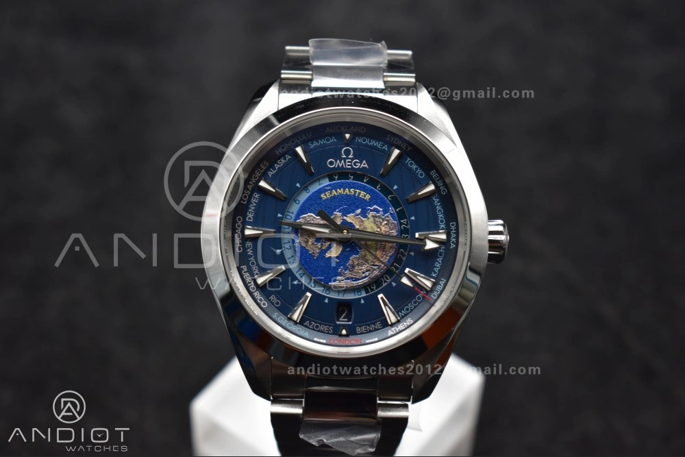 Aqua Terra Worldtimer VSF 1:1 Best Edition Blue Dial on SS Bracelet A8938 Super Clone