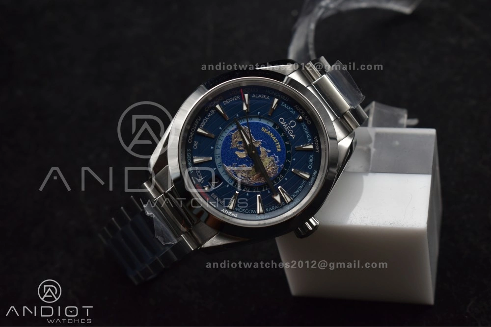 Aqua Terra Worldtimer VSF 1:1 Best Edition Blue Dial on SS Bracelet A8938 Super Clone