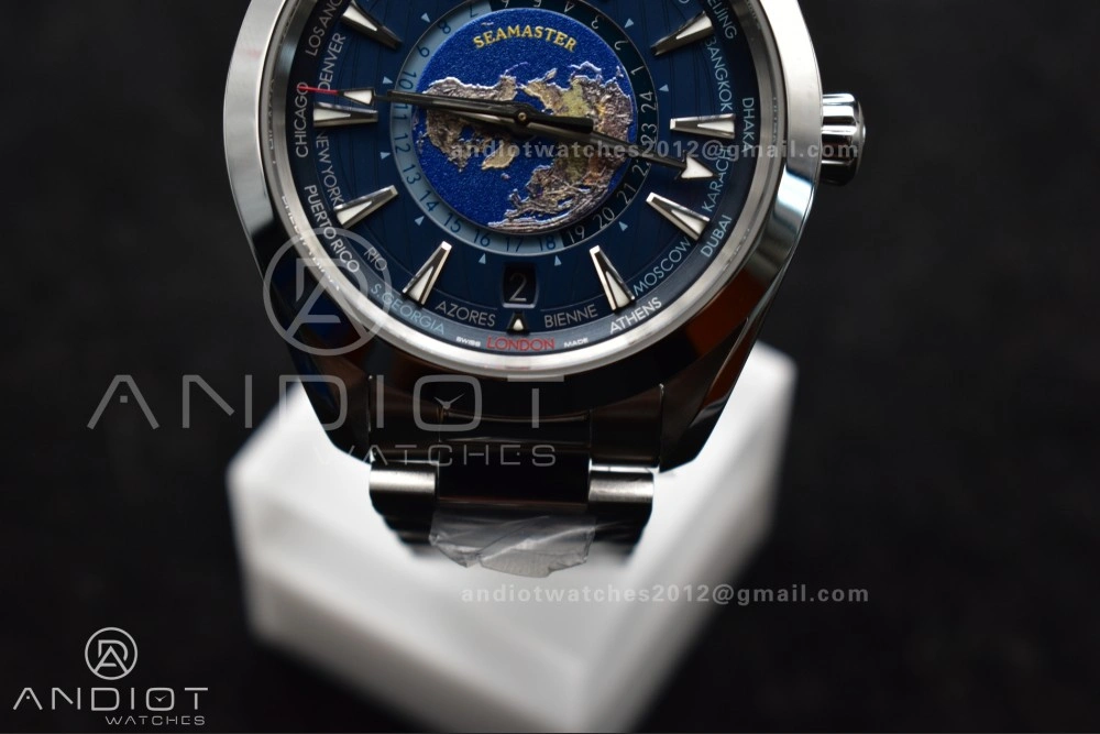 Aqua Terra Worldtimer VSF 1:1 Best Edition Blue Dial on SS Bracelet A8938 Super Clone