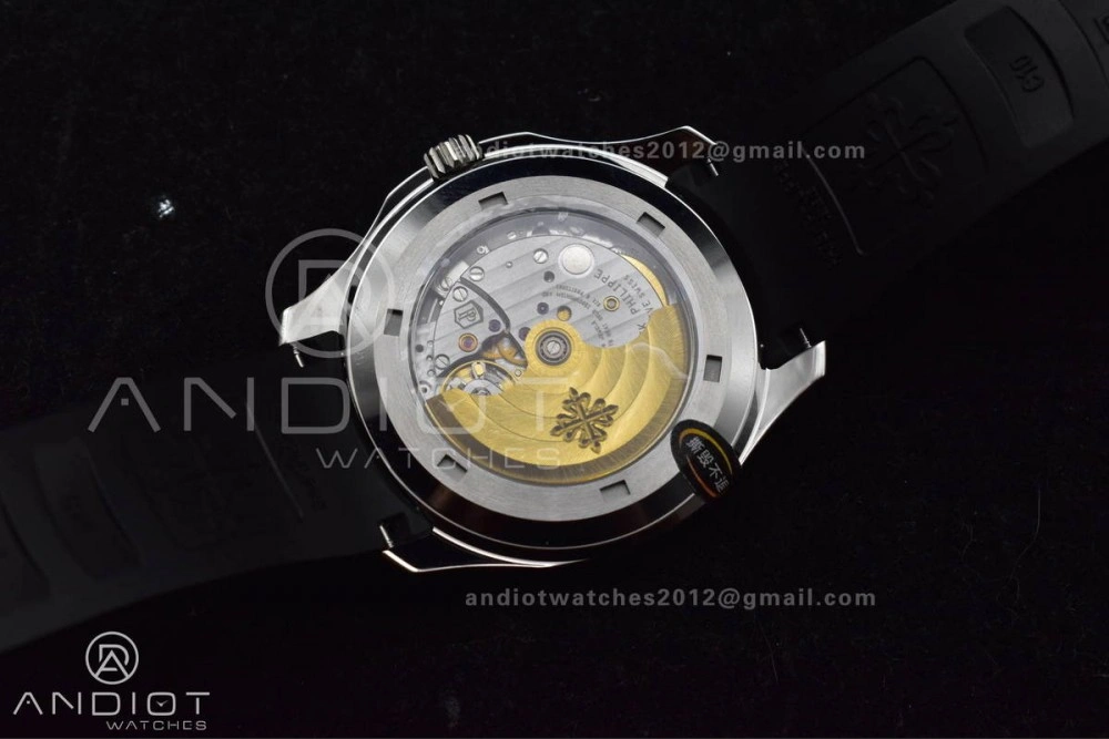 Aquanaut 5167A SS 3KF Best Edition Black Dial on Black Rubber Strap A330 Super Clone V3