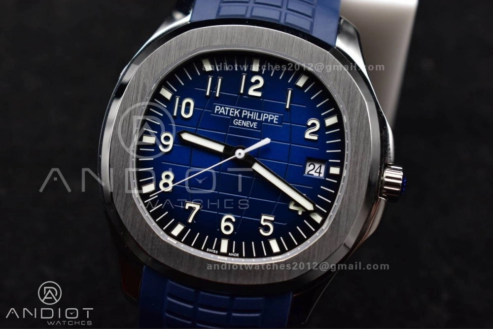 Aquanaut 5167G 42mm SS 3KF 1:1 Best Edition Blue Dial on Blue Rubber Strap A330 Super Clone V3