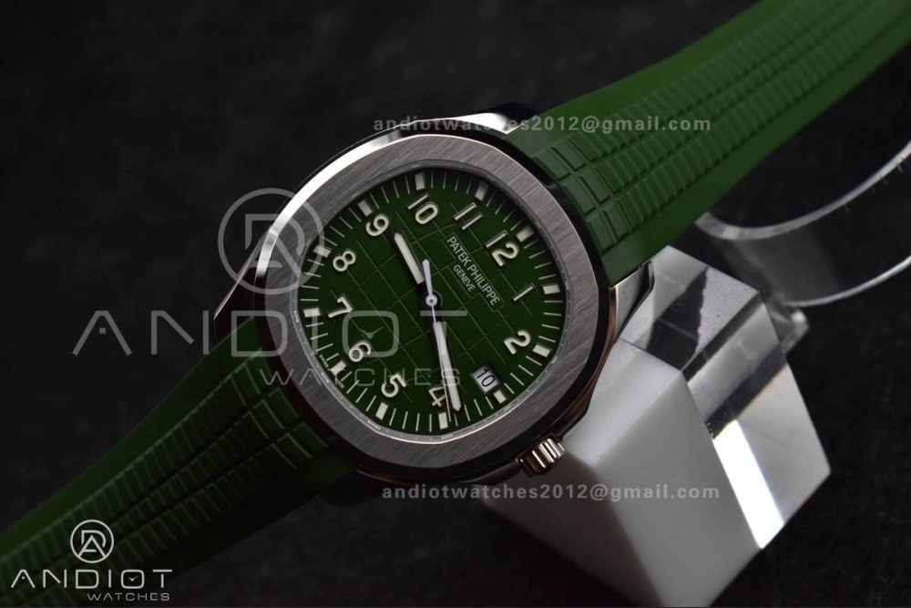 Aquanaut 5167G 42mm SS 3KF 1:1 Best Edition Green Dial on Green Rubber Strap A330 Super Clone V3