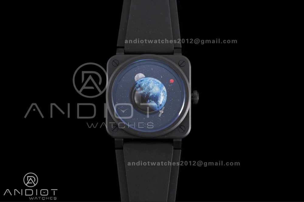 BR03 ASTRO Space Punk Black Ceramic M+F 1:1 Best Edition Aventurine Dial on Rubber Strap A2892