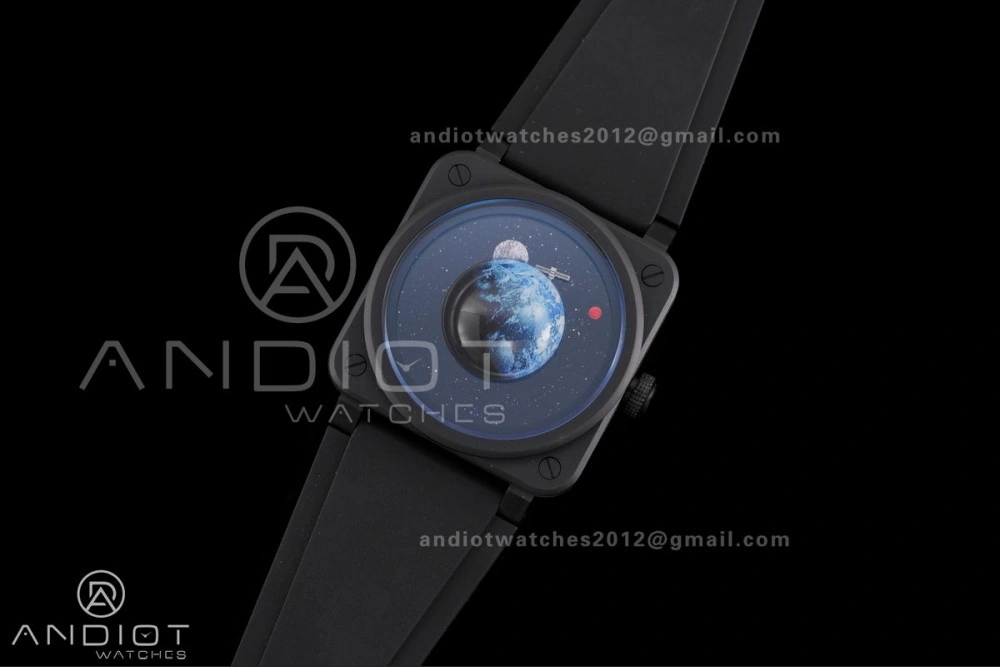 BR03 ASTRO Space Punk Black Ceramic M+F 1:1 Best Edition Aventurine Dial on Rubber Strap A2892