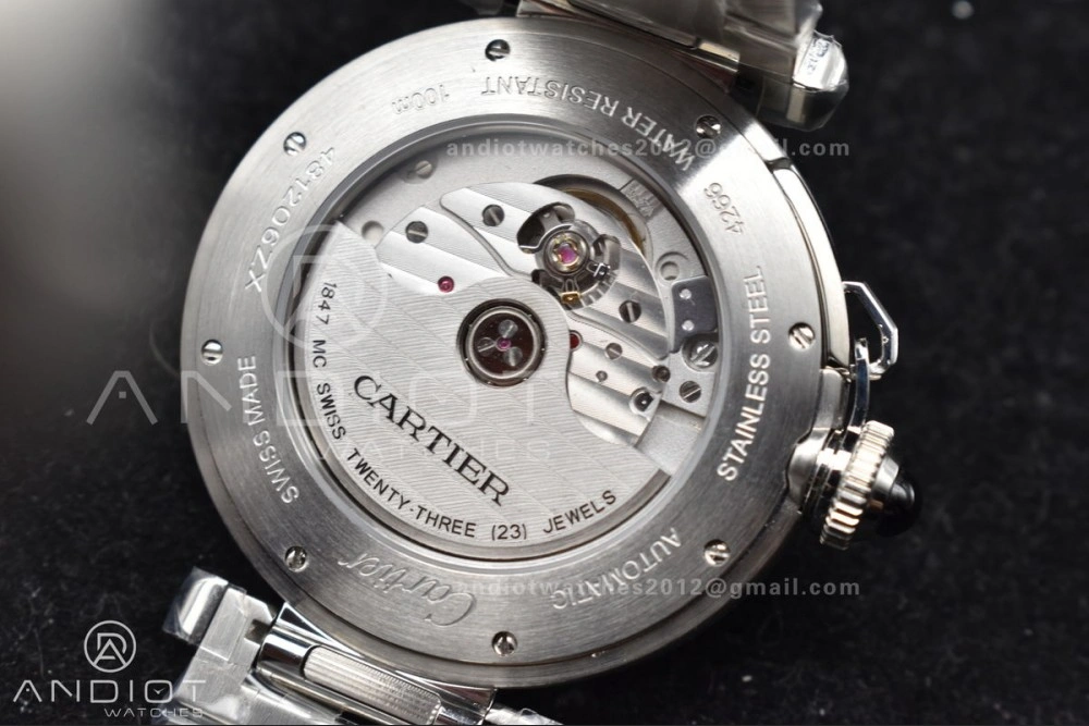 BVF Cartier Pasha Ladies Made 1:1 like the Genuine White Dial on SS Bracelet