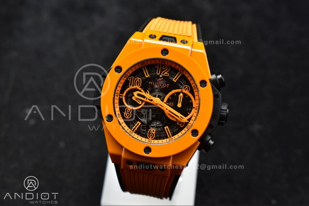 Big Bang Unico 42mm Orange Ceramic BBF 1:1 Best Edition Skeleton Dial on Orange Rubber Strap A1280 V2