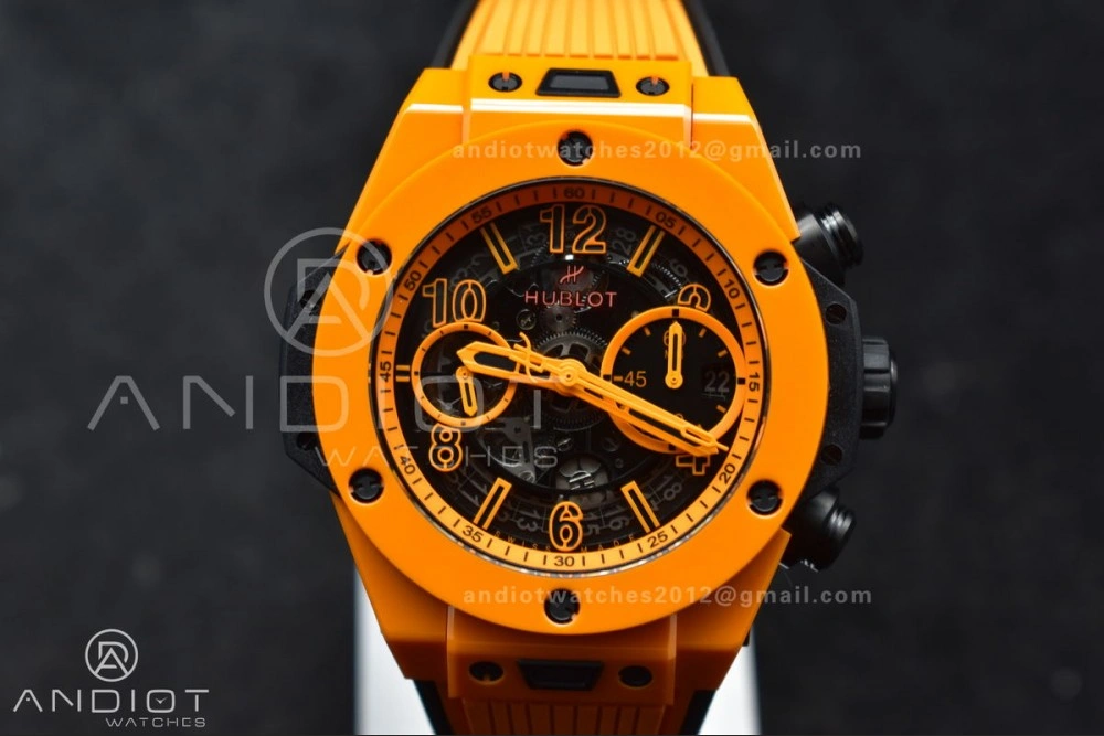 Big Bang Unico 42mm Orange Ceramic BBF 1:1 Best Edition Skeleton Dial on Orange Rubber Strap A1280 V2