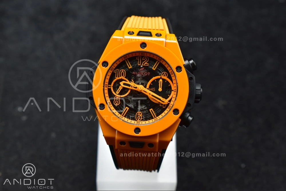 Big Bang Unico 42mm Orange Ceramic BBF 1:1 Best Edition Skeleton Dial on Orange Rubber Strap A1280 V2