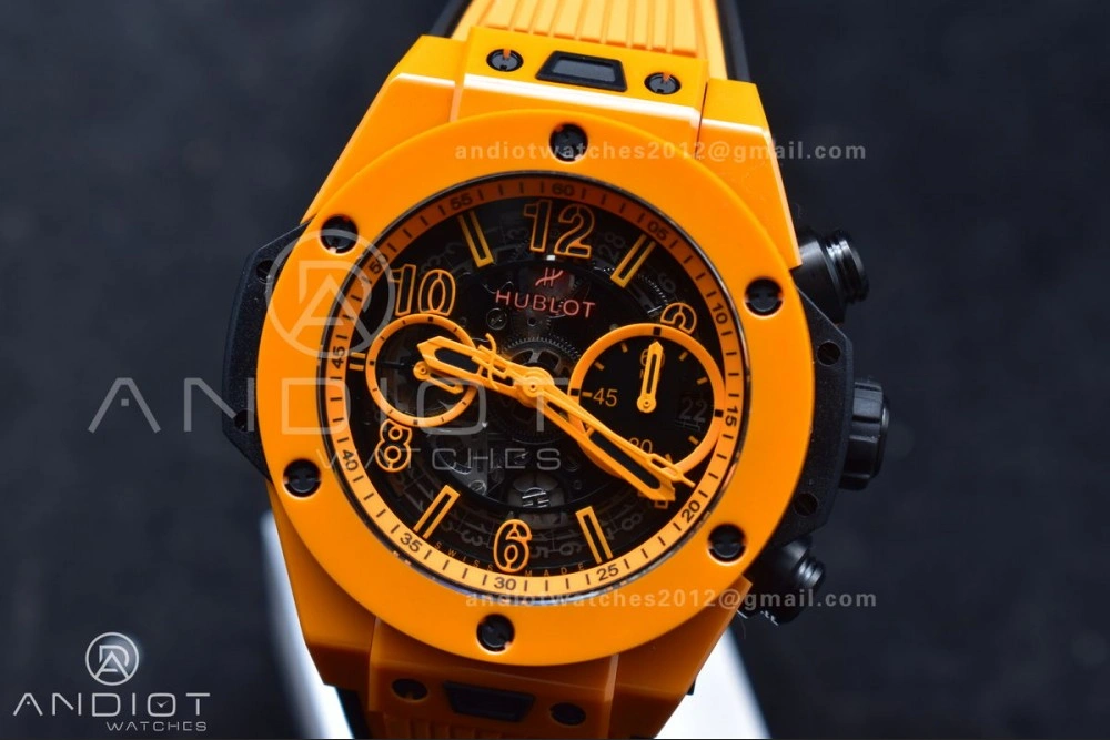 Big Bang Unico 42mm Orange Ceramic BBF 1:1 Best Edition Skeleton Dial on Orange Rubber Strap A1280 V2