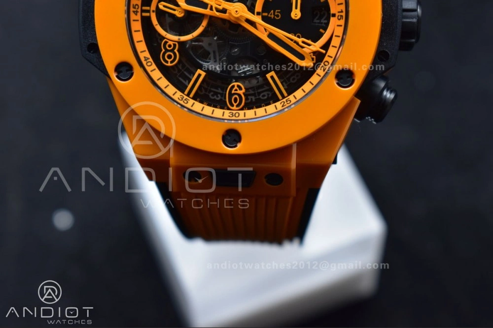 Big Bang Unico 42mm Orange Ceramic BBF 1:1 Best Edition Skeleton Dial on Orange Rubber Strap A1280 V2