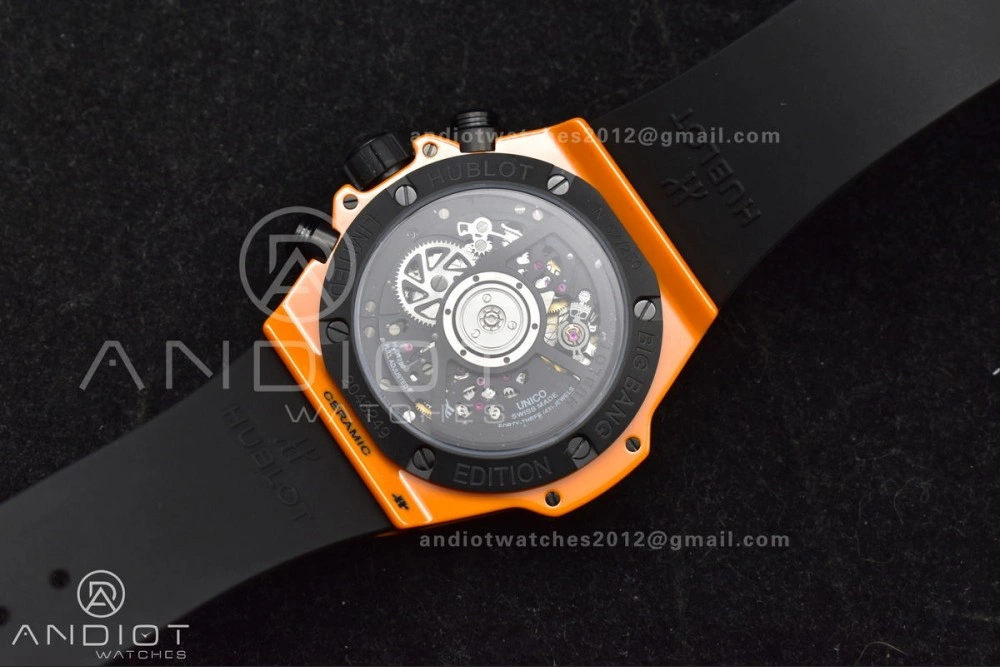 Big Bang Unico 42mm Orange Ceramic BBF 1:1 Best Edition Skeleton Dial on Orange Rubber Strap A1280 V2