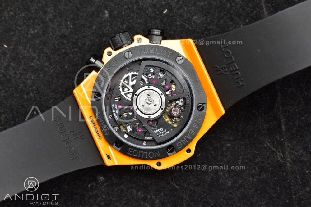 Big Bang Unico 42mm Orange Ceramic BBF 1:1 Best Edition Skeleton Dial on Orange Rubber Strap A1280 V2