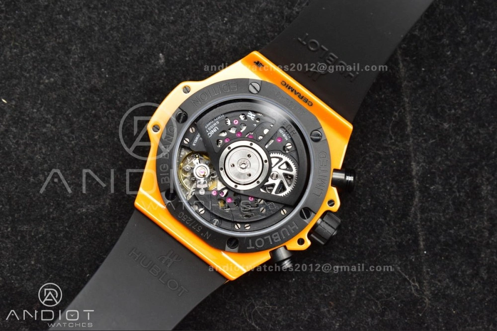 Big Bang Unico 42mm Orange Ceramic BBF 1:1 Best Edition Skeleton Dial on Orange Rubber Strap A1280 V2