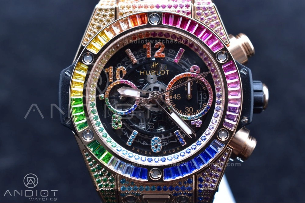 Big Bang Unico Rainbow King RG 45mm ZF 1:1 Best Edition on Rainbow Gummy Strap A1280