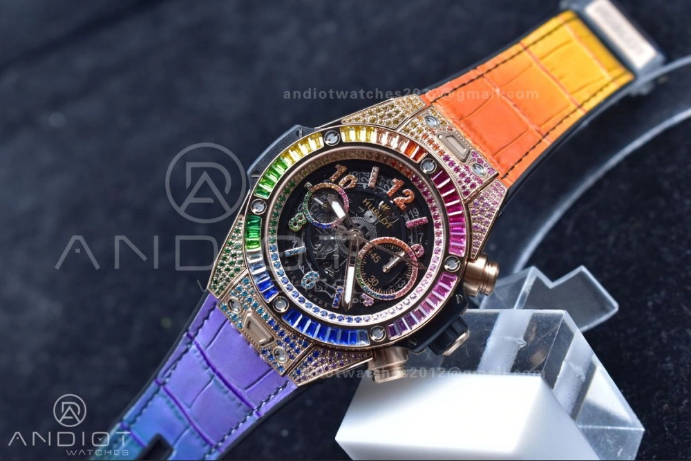 Big Bang Unico Rainbow King RG 45mm ZF 1:1 Best Edition on Rainbow Gummy Strap A1280