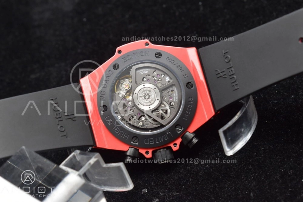 Big Bang Unico Red Magic Ceramic BBF 1:1 Best Edition Skeleton Dial on Red Rubber Strap A1280