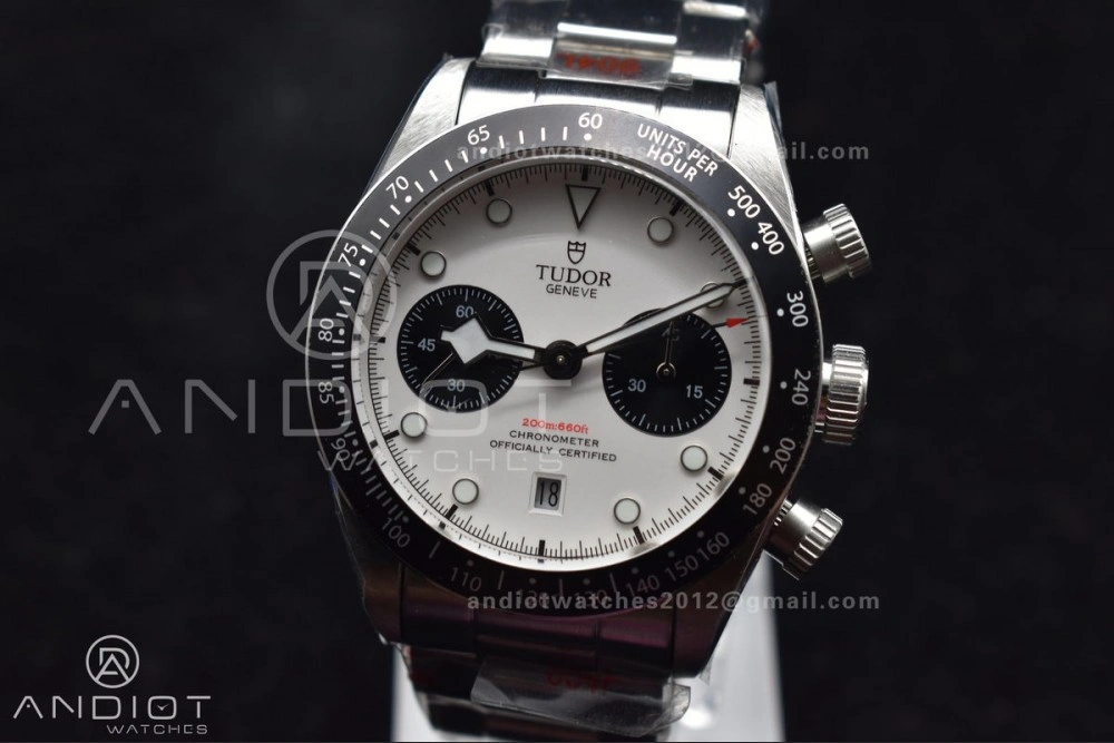 Black Bay Chrono SS TWS 1:1 Best Edition White Dial on SS Bracelet A7750