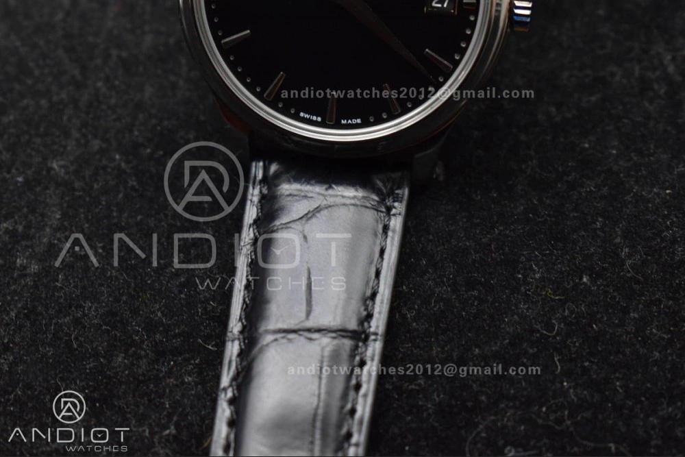 Calatrava 5227 SS 3KF 1:1 Best Edition Black Dial on Black Leather Strap A324 Super Clone V2