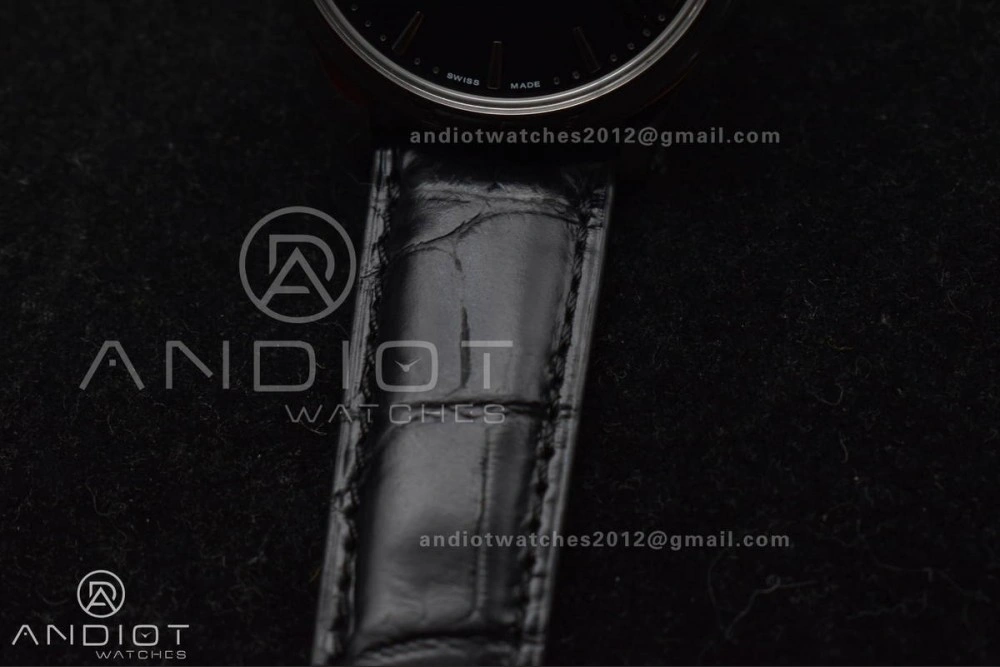 Calatrava 5227 SS 3KF 1:1 Best Edition Black Dial on Black Leather Strap A324 Super Clone V2