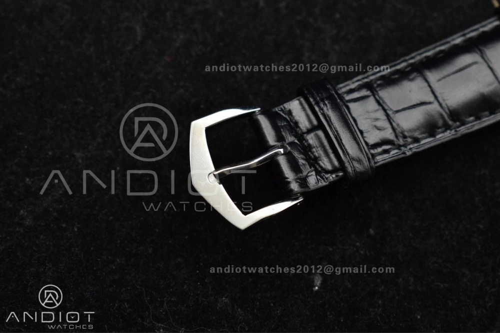 Calatrava 5227 SS 3KF 1:1 Best Edition Black Dial on Black Leather Strap A324 Super Clone V2