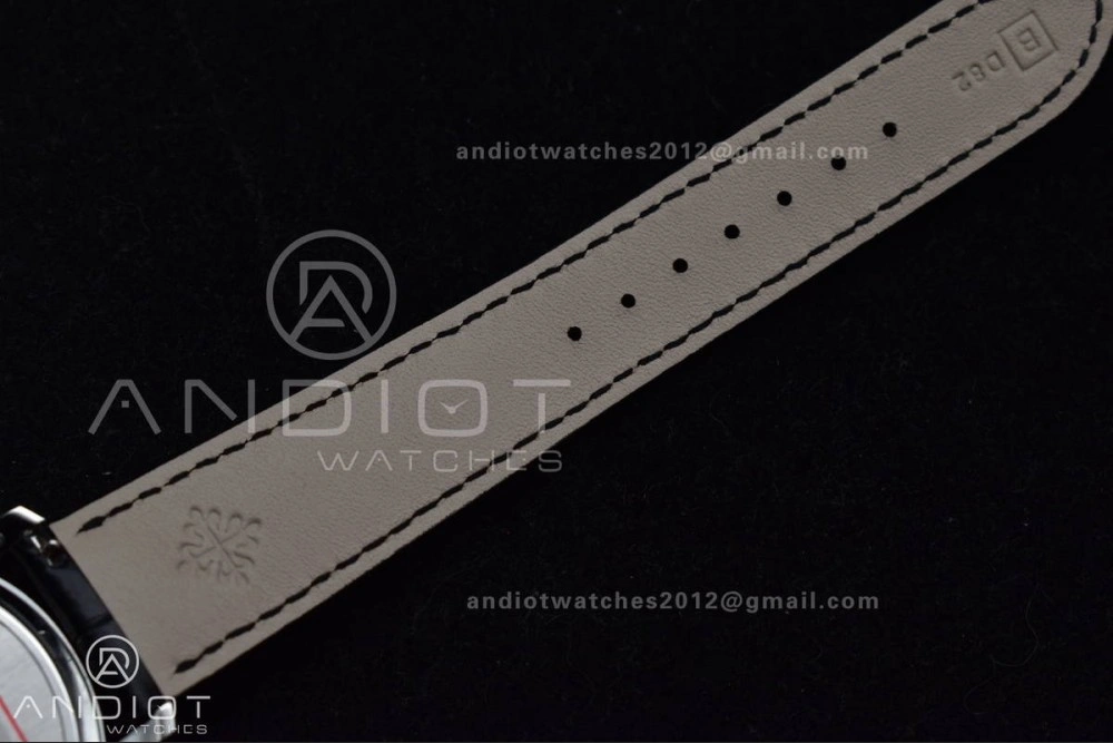 Calatrava 5227 SS 3KF 1:1 Best Edition Black Dial on Black Leather Strap A324 Super Clone V2