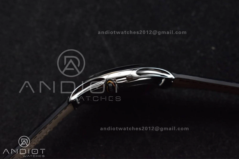 Calatrava 5227 SS 3KF 1:1 Best Edition Black Dial on Black Leather Strap A324 Super Clone V2