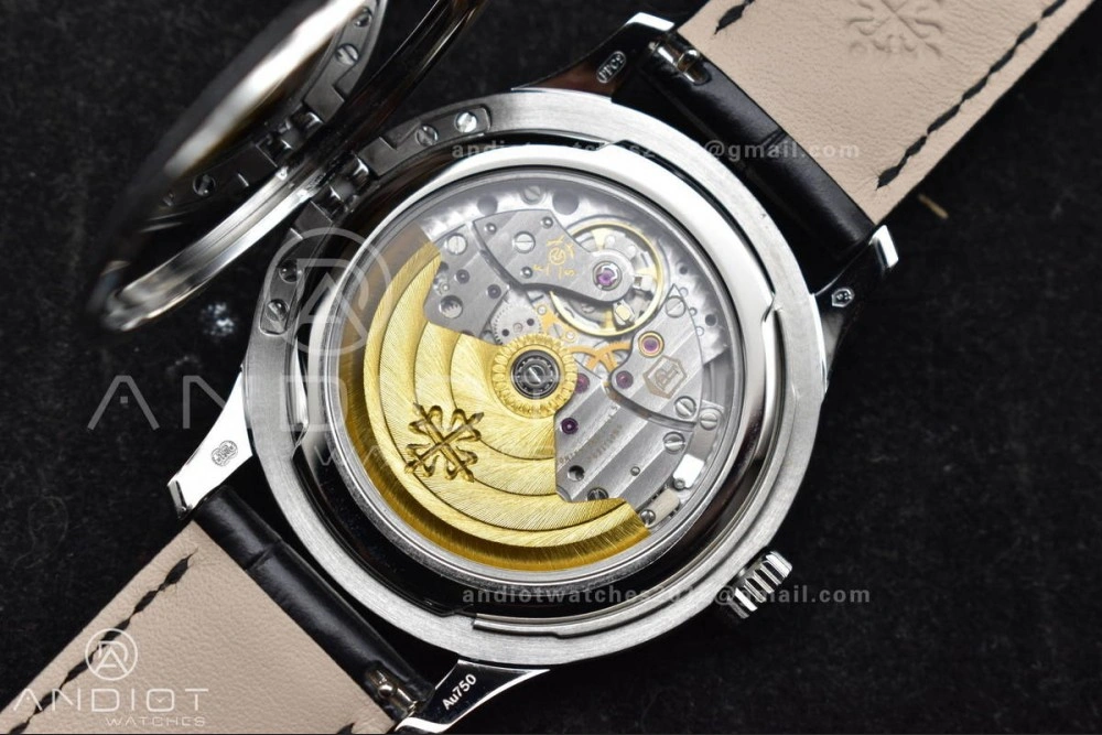 Calatrava 5227 SS 3KF 1:1 Best Edition Black Dial on Black Leather Strap A324 Super Clone V2