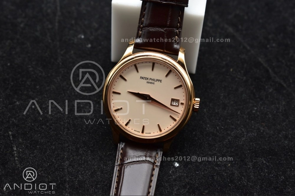 Calatrava 5227R SS 3KF 1:1 Best Edition White Dial on Brown Leather Strap A324 Super Clone V2