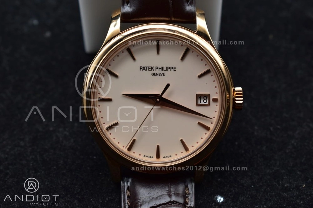 Calatrava 5227R SS 3KF 1:1 Best Edition White Dial on Brown Leather Strap A324 Super Clone V2