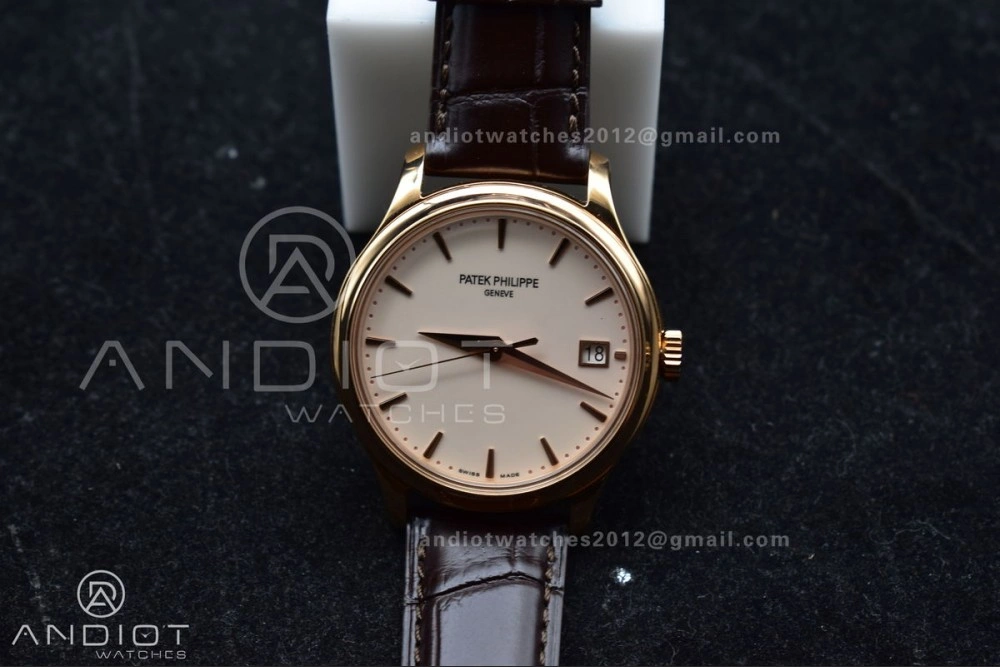 Calatrava 5227R SS 3KF 1:1 Best Edition White Dial on Brown Leather Strap A324 Super Clone V2