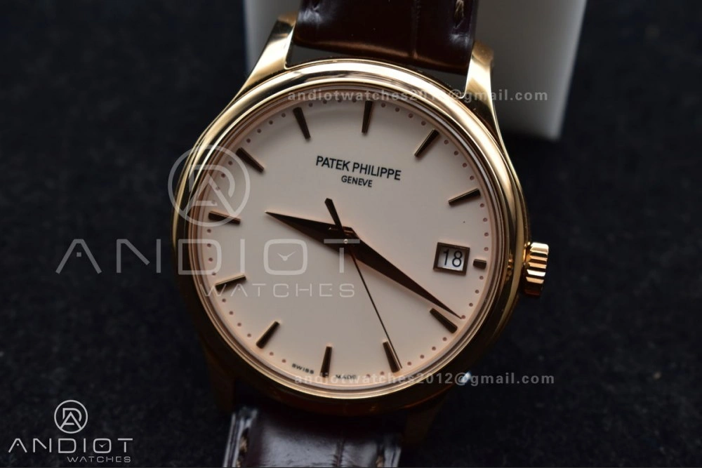 Calatrava 5227R SS 3KF 1:1 Best Edition White Dial on Brown Leather Strap A324 Super Clone V2