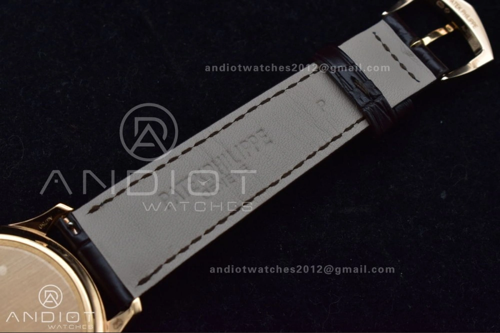 Calatrava 5227R SS 3KF 1:1 Best Edition White Dial on Brown Leather Strap A324 Super Clone V2