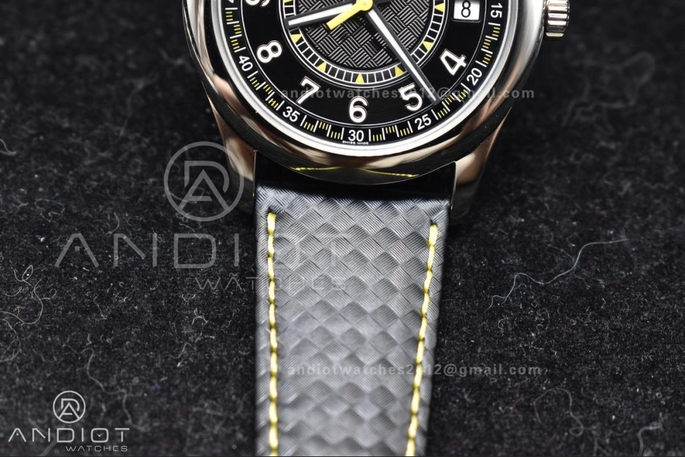 Calatrava 6007G SS PPF 1:1 Best Edition Black Yellow Dial on Black Leather Strap 330CS
