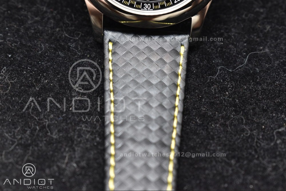 Calatrava 6007G SS PPF 1:1 Best Edition Black Yellow Dial on Black Leather Strap 330CS