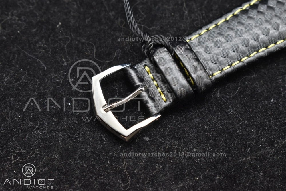 Calatrava 6007G SS PPF 1:1 Best Edition Black Yellow Dial on Black Leather Strap 330CS