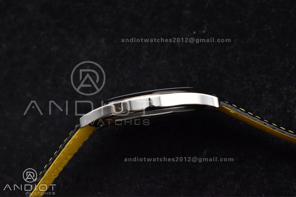 Calatrava 6007G SS PPF 1:1 Best Edition Black Yellow Dial on Black Leather Strap 330CS