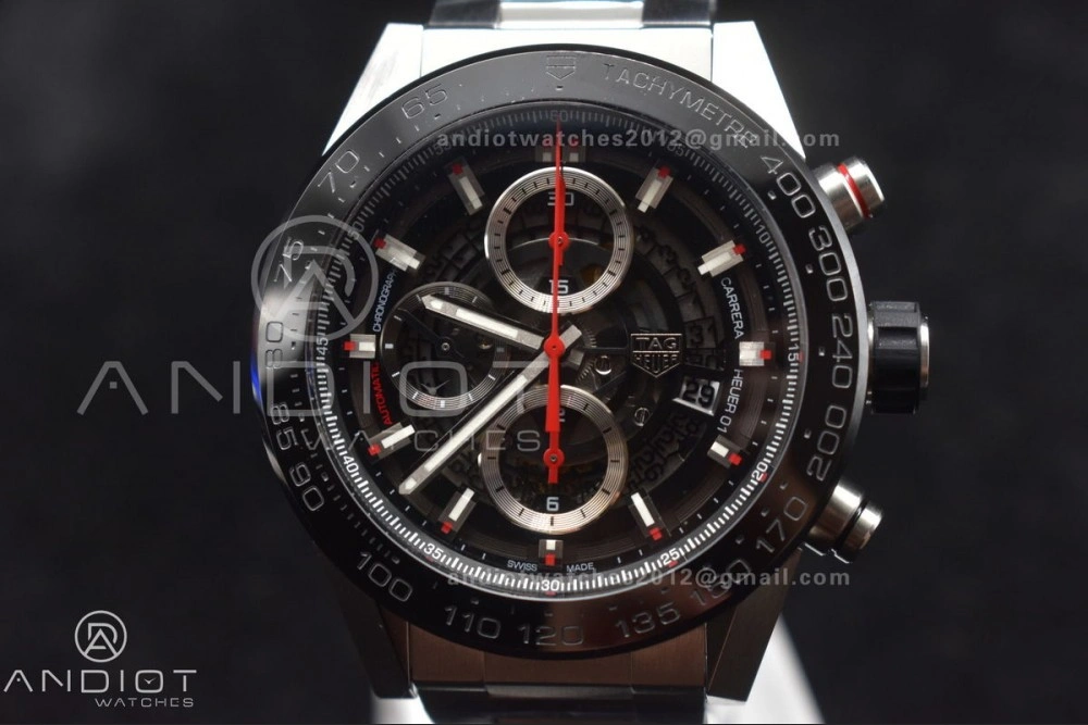 Calibre Heuer 01 Chrono SS XF 1:1 Best Edition Black Dial on SS Bracelet Strap A1887